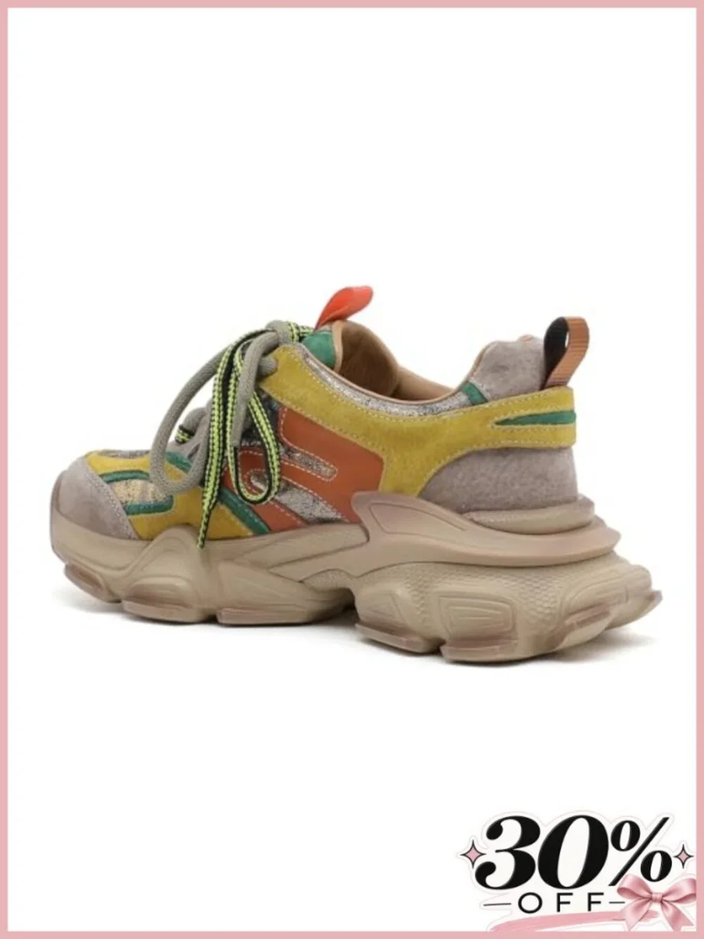 Women's Chunky Platform Orthopedic Walking Sneakers Leather Mesh Lace Up